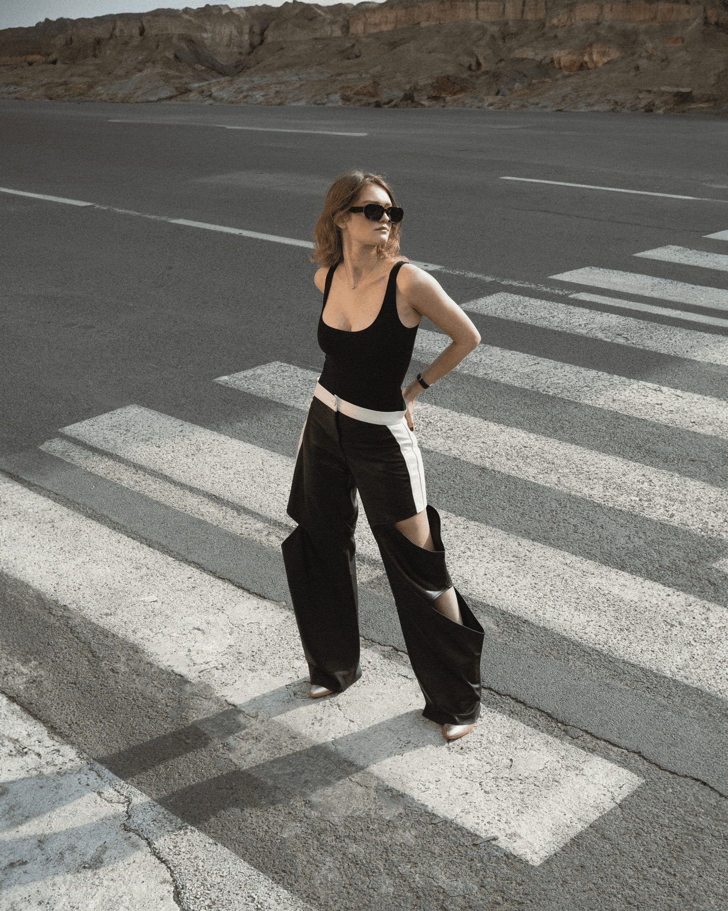 Bold Cut-Out Leather Pants