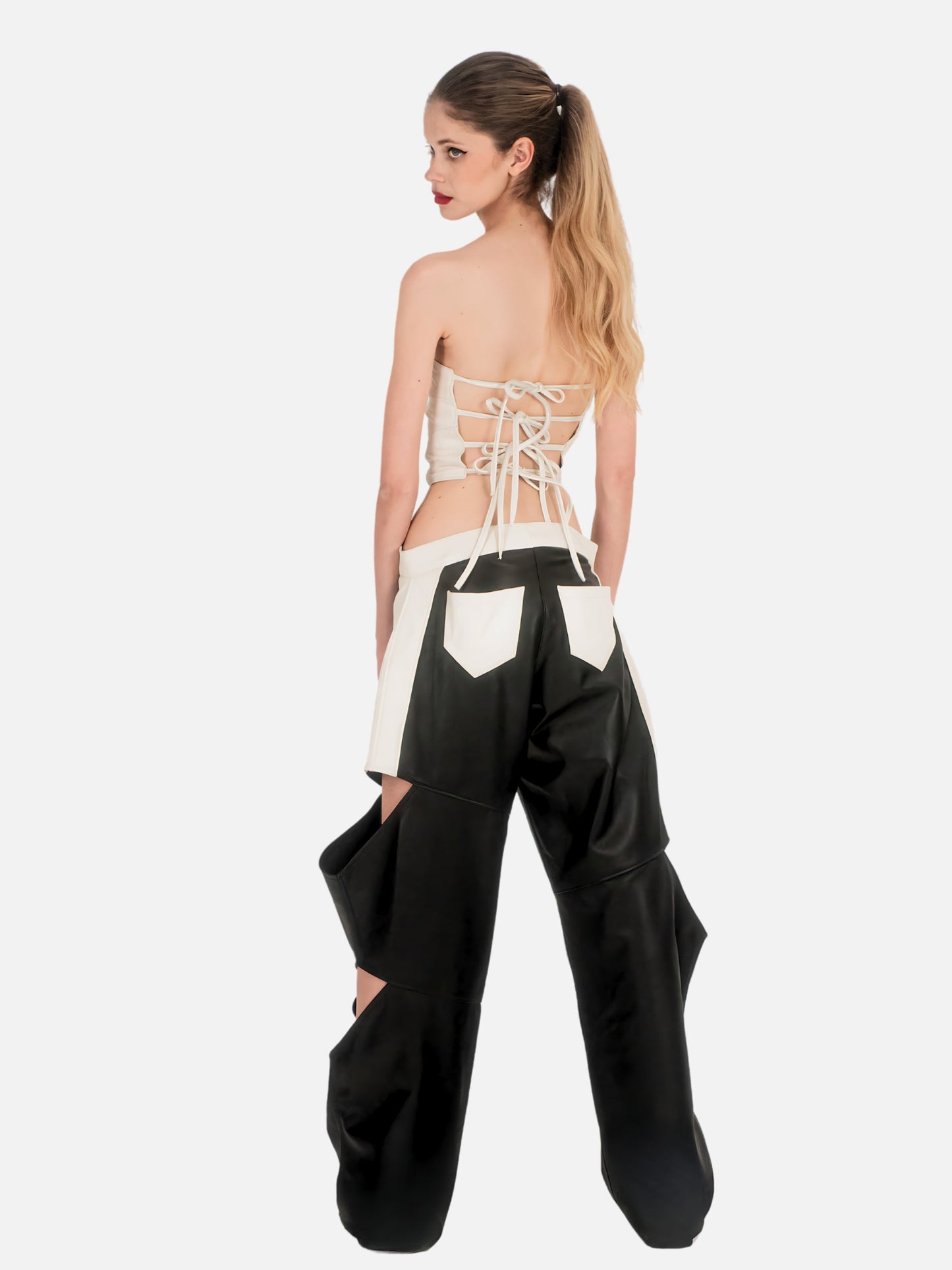 Bold Cut-Out Leather Pants