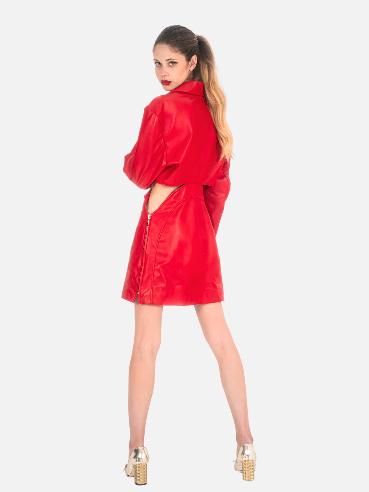 Oversized Cut-out Leather Dress