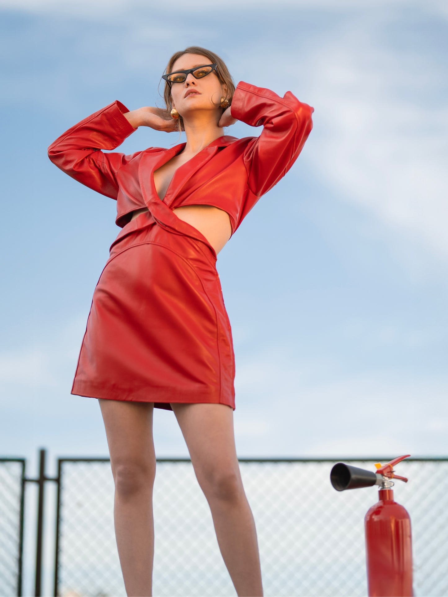 Oversized Cut-out Leather Dress