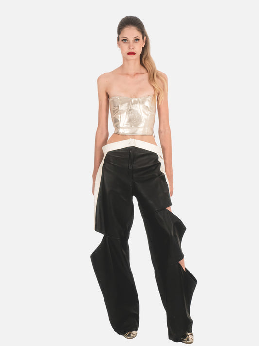 Bold Cut-Out Leather Pants